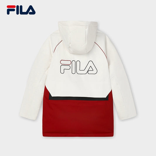 FILA CORE Women's RETRO SPORTS WHITE LINE ORIGINALE Mid Length Down Jacket in White