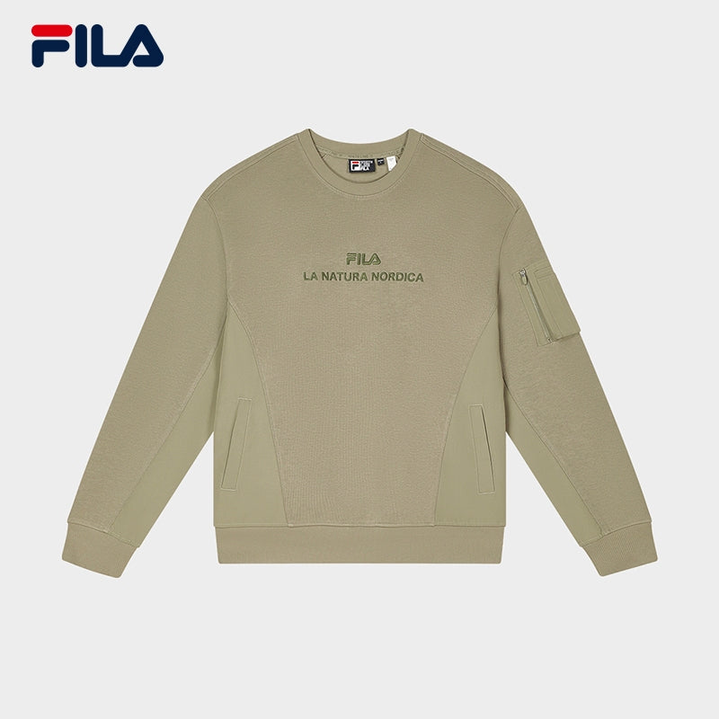 FILA CORE Men's NORDIC NATURE WHITE LINE ORIGINALE Pullover Sweater in Olive Green