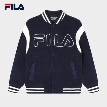 FILA CORE Men's RETRO SPORTS WHITE LINE ORIGINALE Lamb Fleece Jacket in Blue