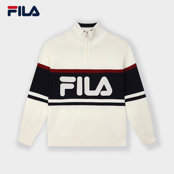 FILA CORE Men's RETRO SPORTS WHITE LINE ORIGINALE Knit Sweater in White