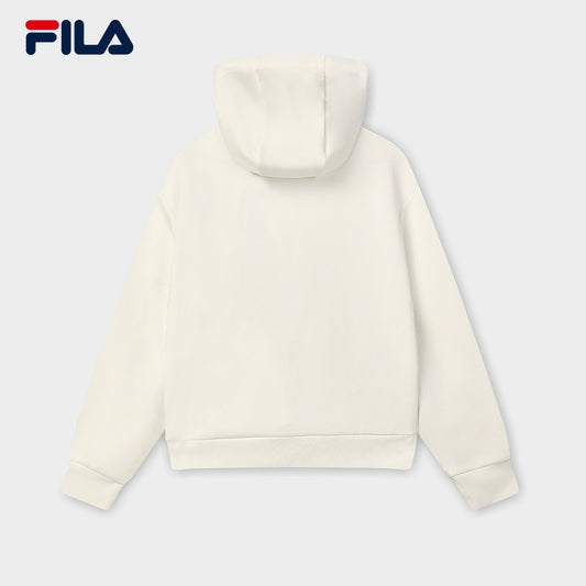FILA CORE Women's RETRO SPORTS WHITE LINE ORIGINALE Hooded Sweater in White