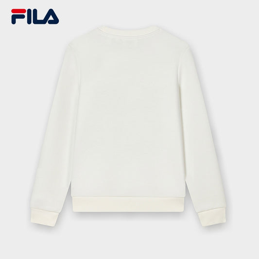 【Yangmi】 FILA CORE WHITE LINE HERITAGE Women's Pullover Sweater in White