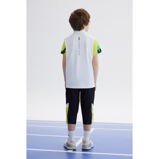 (130-165cm) FILA KIDS ART IN SPORTS PERFORMANCE TENNIS Boy's Short Sleeve Polo in White