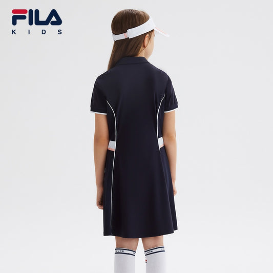 (130-165cm) FILA KIDS ART IN SPORTS PERFORMANCE TENNIS Girl's Dress in Navy / Orange